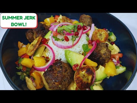 Tropical Style Hummus & Jerk Meatball Summer Bowl| Middle Eastern Meets Jamaica - Fusion Food🌴🌶️🥗🍽❤