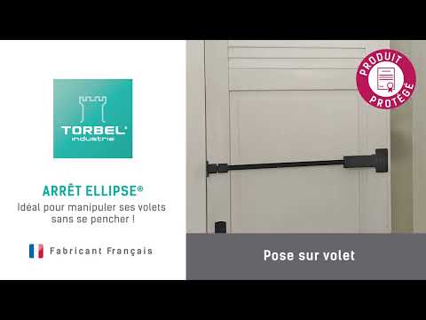 Kit complet arrêt de volet Ellipse® noir avec cale, poignée et tringle 460 mm TORBEL