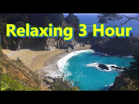 Relaxing 3 Hour Video of a Waterfall on an Ocean Beach at Sunset  Beautiful landscape