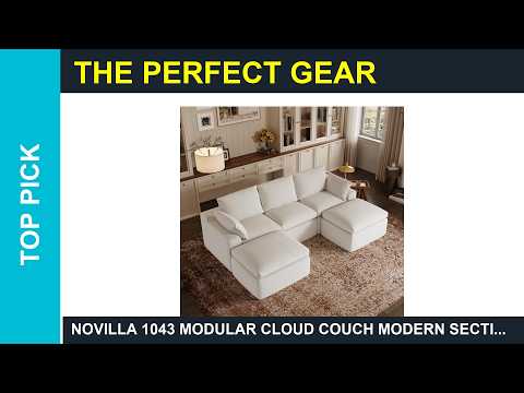Novilla 104.3" Modular Cloud Couch, Modern Sectional Sofa with Smarts Coil® Support, Chenille Fabric, Upholstered Couch for Living Room Apartments Bedroom, No Assembly, 3 Seater + 2 Ottoman, White video review thumbnail