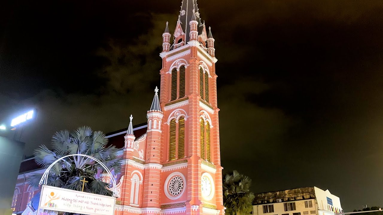 Catch a fascinating peek of Tan Dinh Church's facade.