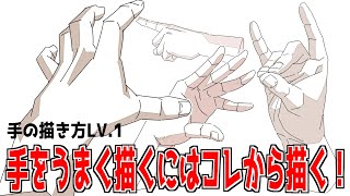 【手の描き方LV.1】手をかんたんに描くにはまずコレを描く!手の描き方②