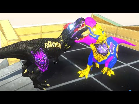 BLACK PANTHER T REX vs THANOS SPEED CLIMB - Animal Revolt Battle Simulator
