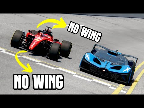 Can Ferrari F1 2023 with NO WINGS beat Bugatti Bolide at Daytona Oval Circuit