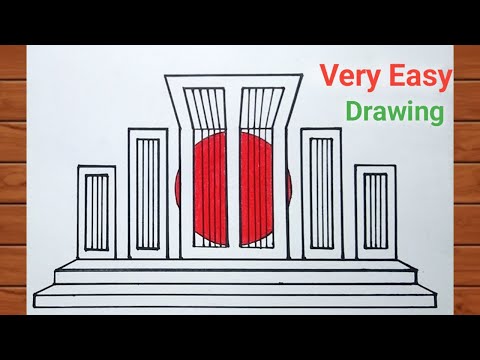 How to Draw Shahid Minar Easy Step by Step / শহীদ মিনার আঁকা