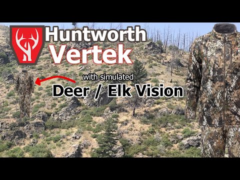 Huntworth Vertek Hunting Camo with simulated deer vision on 24 Backgrounds.