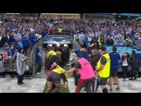 Referees Hit By Bottles after Bulldogs vs Rabbitohs 2015