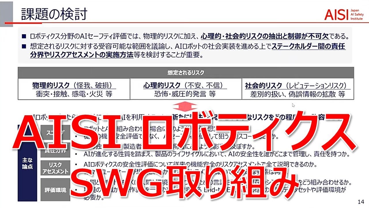 ロボティクスSWGの取組状況と今後の進め方について