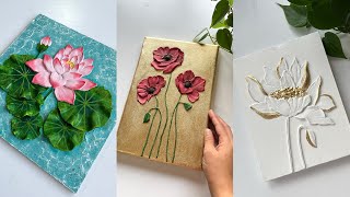Create 3 Stunning Textured Flowers 😍 Poppy &Two Lotus Flowers | Discover the Joy of Texture Art