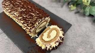 Tiramisu Swiss Roll Cake🍰 – Easy Dessert Recipe for Beginners!