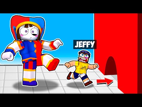 EPIC TINY vs GIANT Obby with Jeffy and Marvin + POMNI in Roblox!!