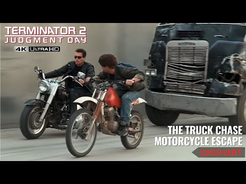 TERMINATOR 2 (1991) | The Truck Chase | Motorcycle Escape Scene 4K UHD
