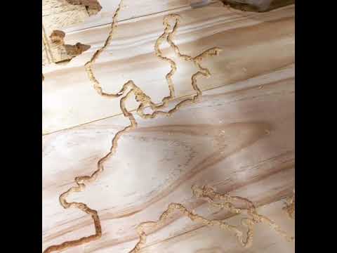 CNC CUTTING A WOOD WORLD MAP