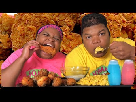 FRIED CHICKEN MAC AND CHEESE MUKBANG