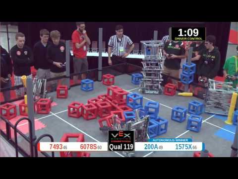 2015 VRC Arts Q119 - 7493 6078S vs 200A 1575X - 34 to 43 - VEX Worlds 2015 - Arts Division