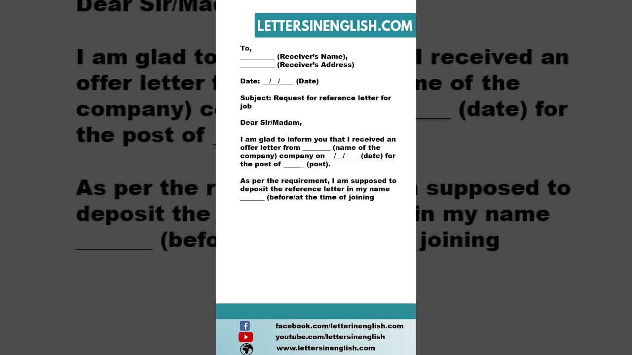 Request Letter for Reference Letter for Job