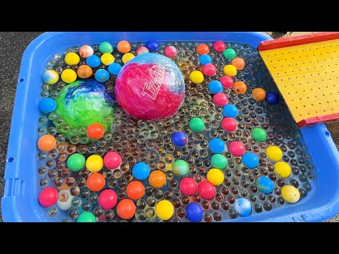 Marble Run☆Handmade wooden gutter slope & large pipe transparent pipe billiard ball crystal ball