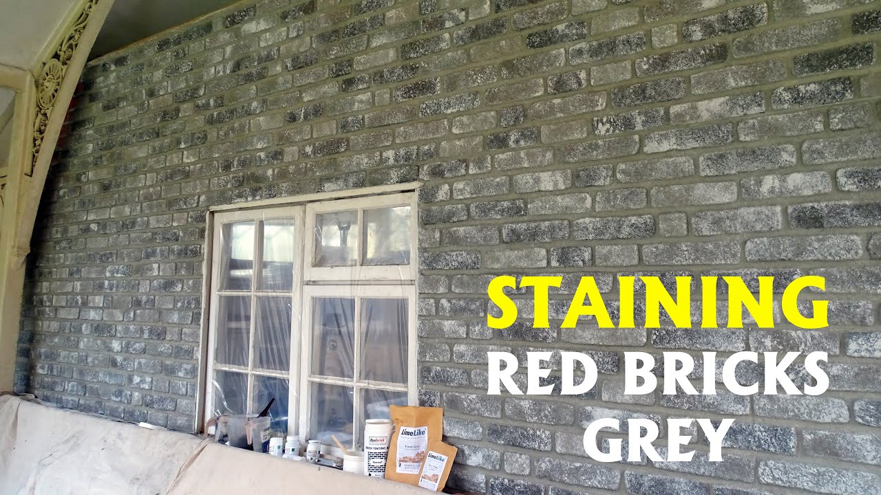 Painting red bricks grey using LimeLike Fossil Grey, Dover White and Charcoal brick stain.