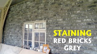 Painting red bricks grey using LimeLike Fossil Grey, Dover White and Charcoal brick stain.