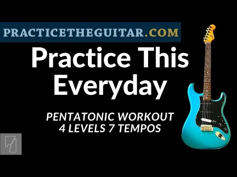 BEST PENTATONIC SCALE PLAY-ALONG GUITAR WORKOUT-4 LEVELS-7 TEMPOS-LETS PRACTICE TOGETHER