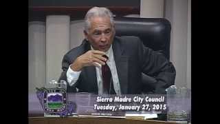 preview picture of video 'Regular Meeting Sierra Madre City Council | January 27, 2015'