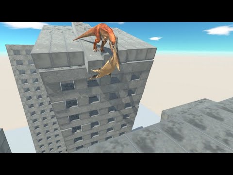 T-REX on Wobbly Buildings vs ALL UNITS Animal Revolt Battle Simulator
