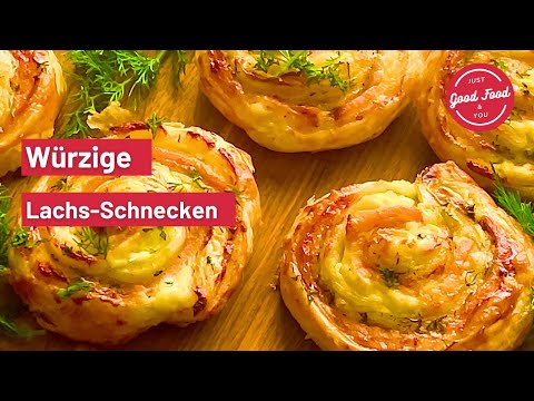 Schnelle BLÄTTERTEIG-SCHNECKEN | würzig  mit Lachs und Frischkäse | Sehr einfach zubereitet