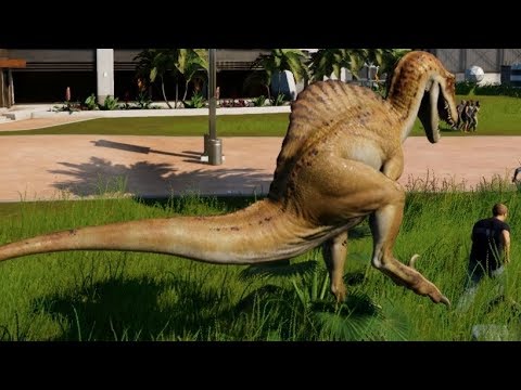 Jurassic World Evolution - Spinoraptor & Indoraptor Breakout & Fight! (1080p 60FPS)