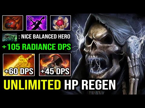 UNLIMITED HP REGEN +105 Radiance Burn DPS Crazy 1 Shot Everyone on the Map Pro Necrophos Dota 2