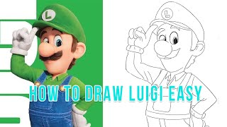 How to draw Luigi easy #supermariogalaxymovie 