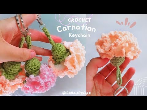 Crochet Carnation Keychain | Carnation Flower | Crochet Keychain
