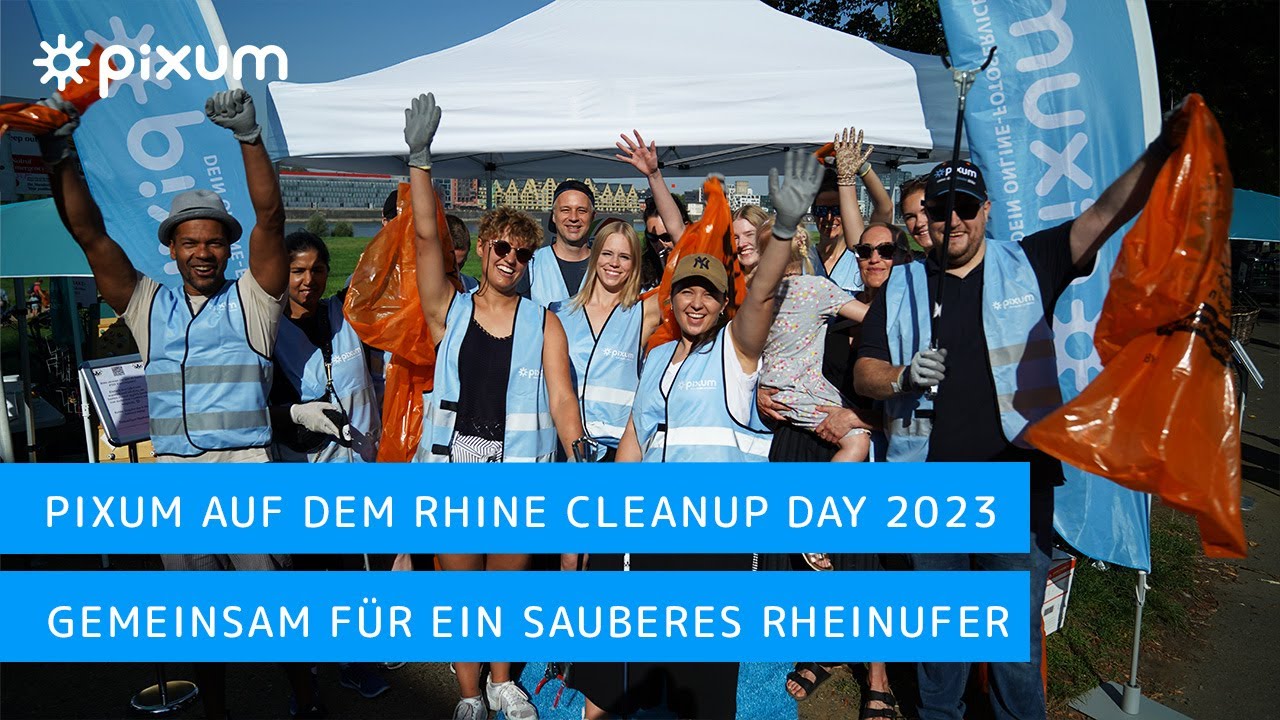 Pixum Mitarbeitende beim Rhine Cleanup Day 2023