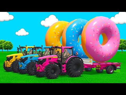 LOAD AND TRANSPORT DELICIOUS DONUTS WITH JOHN DERRE TRACTORS & FORKLIFTS - Farming Simulator 25