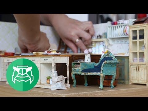 Miniature antique kitchen, "This is paper?"