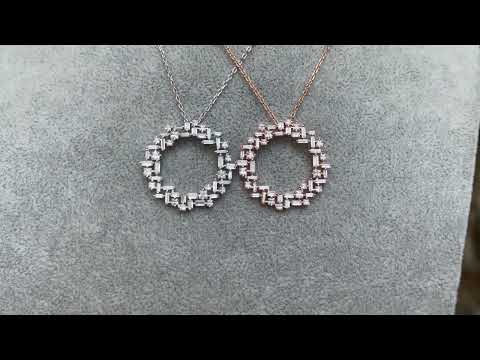 Baguette and Square Stones Circle Necklace