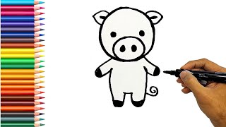 How to Draw a Pig Step by Step 🐷 | Easy Drawing for Kids