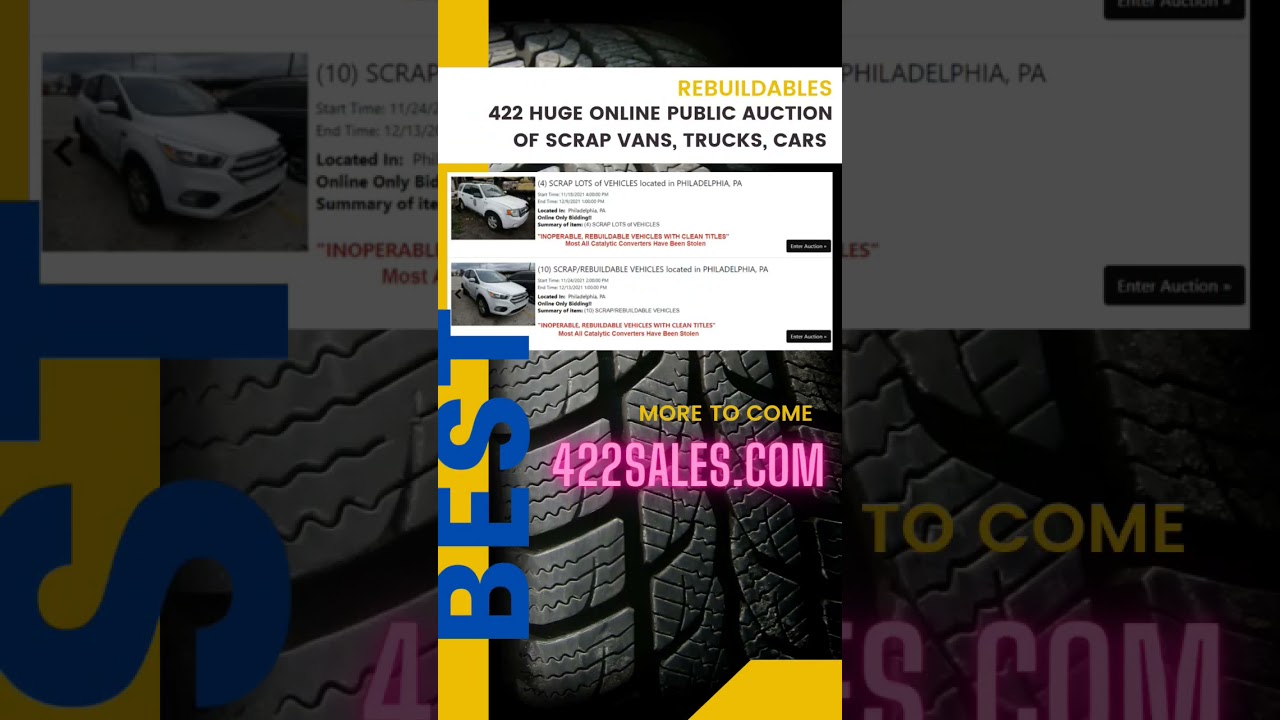 Massive #rebuildables 422 online auction in Philadelphia, PA https://bid.422sales.com/ #auction #422