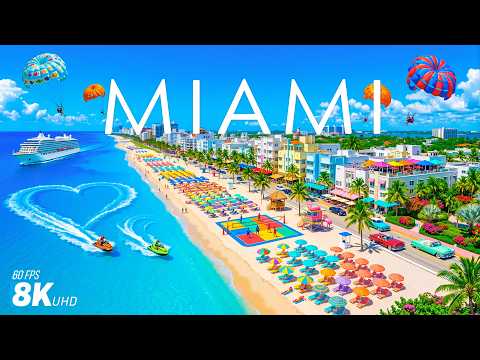 MIAMI 8K Aerial 🇺🇸 🍸 Crystal Clear Waters, Luxury Coastlines 🚤 Elite Yacht Lifestyle