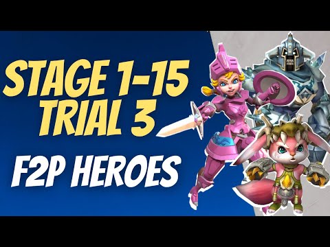Challenge Stage 1-15, Trial 3 (F2P Heroes Only!) | Lord's Mobile Walkthroughs