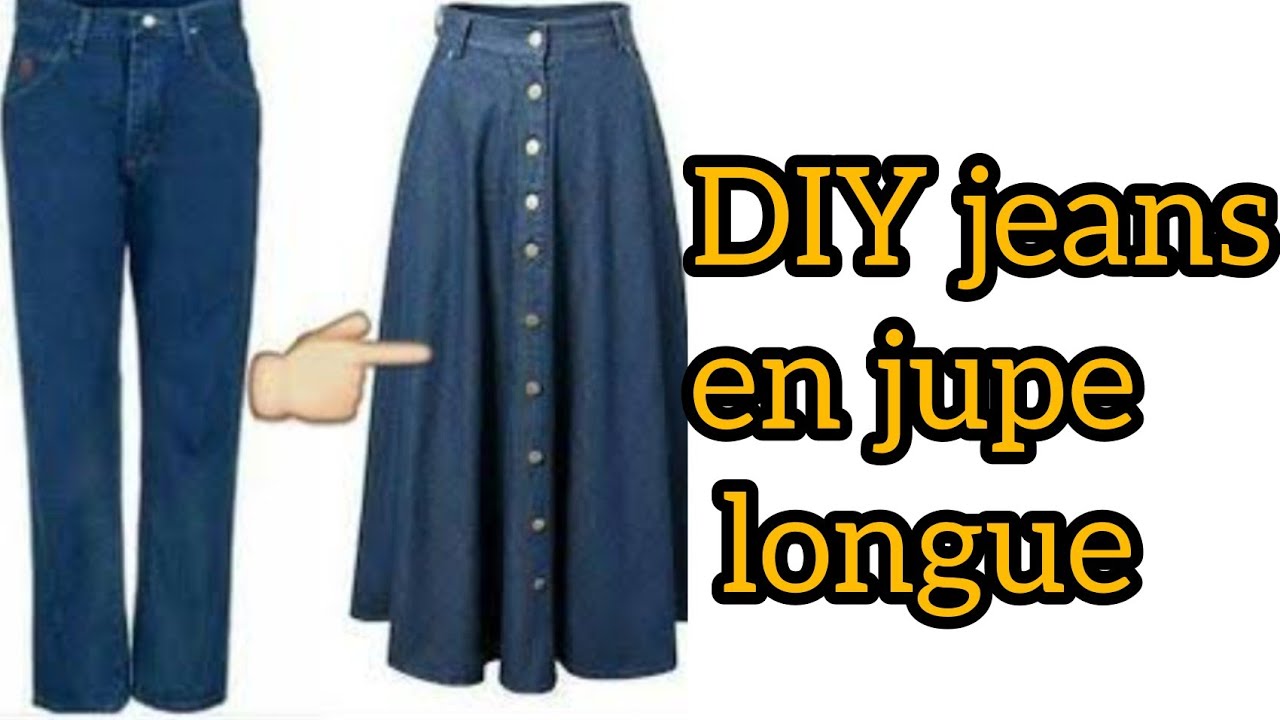 BRICOLAGE TRANSFORME LES VIEUX JEANS EN JUPE LONGUE EN 10 MINUTES