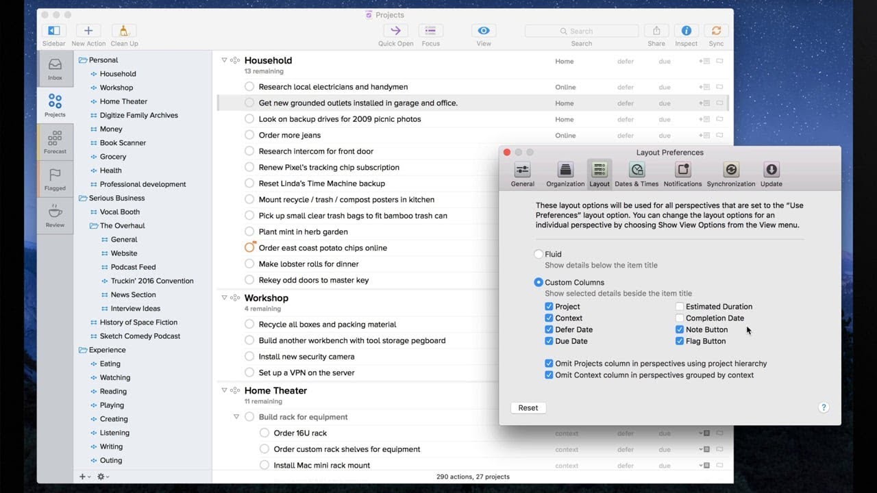 Custom Columns — OmniFocus 2 for Mac