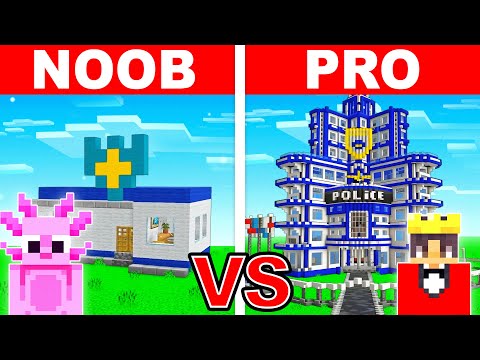 Mongo and Axy Police Station Build Challenge in Minecraft!