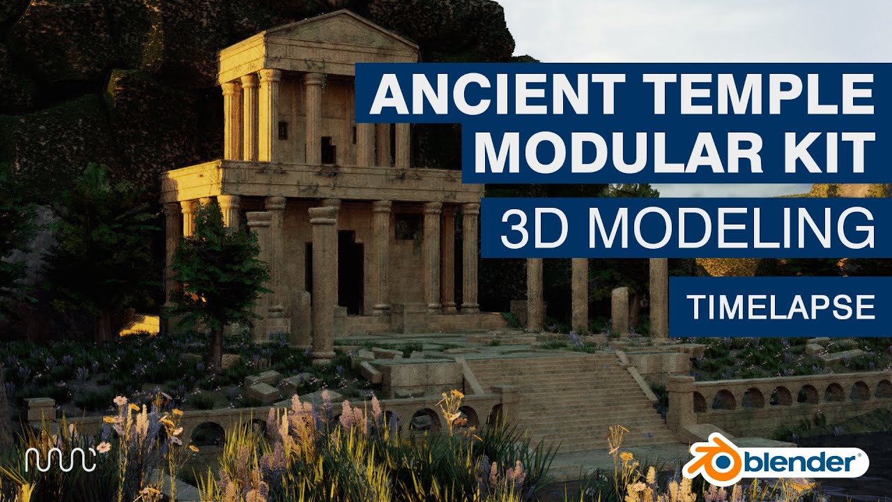 Simple Ancient Temple Modular Kit - Blender 3D Timelapse - Download