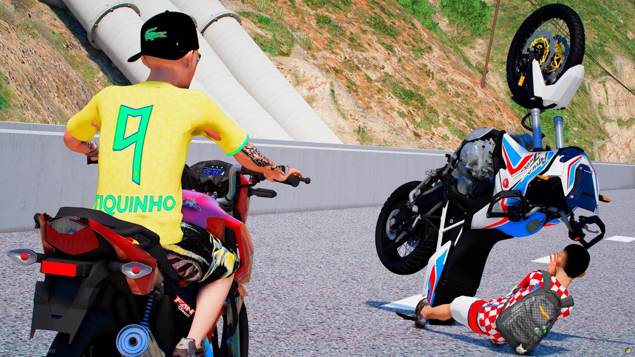 GTA V: VIDA REAL | LEVEI UM TOMBO DANDO GRAU DE MOTO