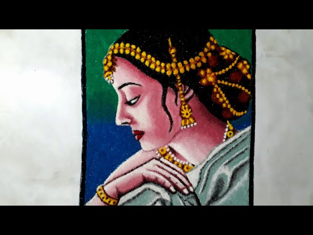 Portrait rangoli design of a beautiful girl by mita
