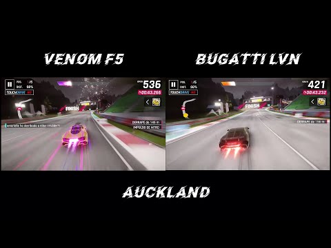 HENNESSEY VENOM F5 VS BUGATTI LVN - MP RACE - AUCKLAND - ASPHALT 9 LEGENDS