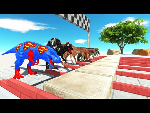 SPEED PUSH BLOCK RACE TEST STRENGTH CARNIVOROUS DINOSAURS - Animal Revolt Battle Simulator
