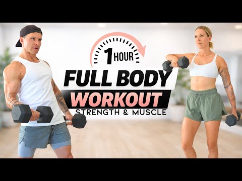 1 Hour FULL BODY WORKOUT with DUMBBELLS | Compound Strength & Muscle Building + CORE