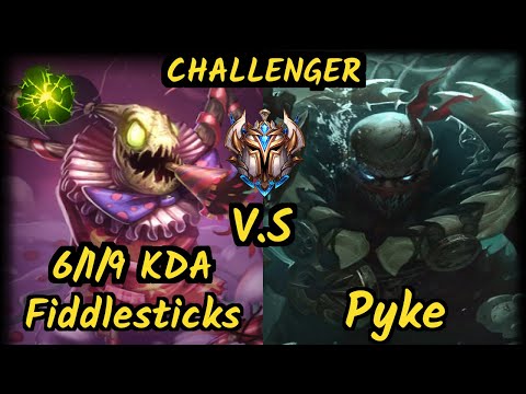 SirNukesAlot (FIDDLESTICKS) vs PYKE - 6/1/9 KDA BOTTOM SUPPORT CHALLENGER GAMEPLAY - EUW