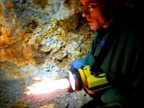 Kruno Haramina on melanterite at Rudnik "Sveta Barbara," Rudnik, Croatia